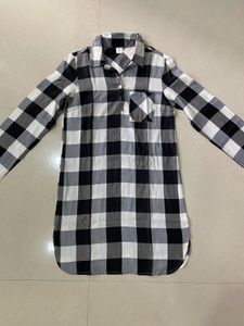 Checked Black & White Shirt Dress | Mini