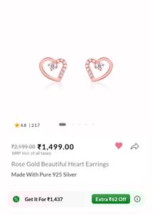 Giva Real Silver Rose Gold Heart Combo Set