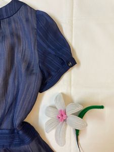 Blue Ruffle Top