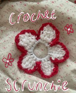 Crochet Flower Scrunchie
