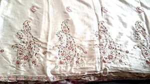 Skin Color  Saree  With  Embroidery.