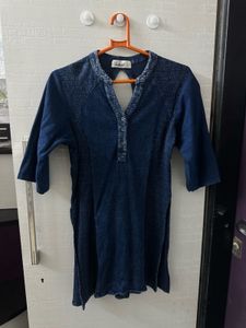 Navy Blue Body Con Short Kurti
