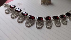 Red Jewel Silver Chain Necklace
