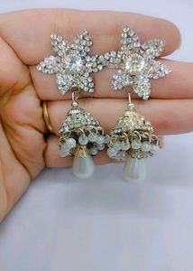 Silver Colour Jarkan Earrings