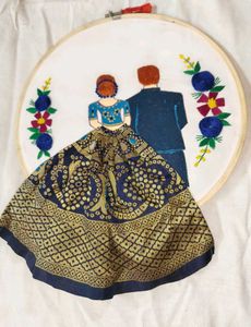 Couple Embroidery Wooden Hoop