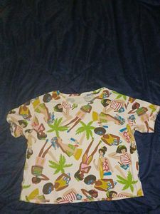 Patterned Short Sleeve crop Tee