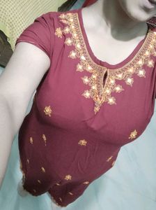 Elegant Maroon Embroidered Kurta