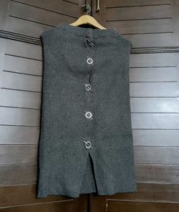 Women Grey Straight Winter Skirt