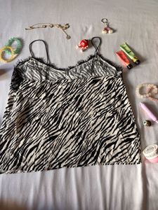 Bershka Laced Animal Print Strappy Top
