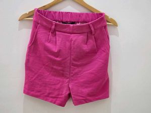 Hot Pink Elastic Waist Shorts