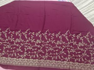 Satin Embroidery Saree