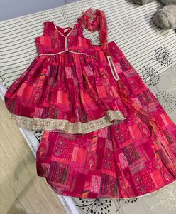 Pink Printed Kurta Plazo Set