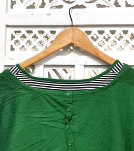 Green Front Button Top A