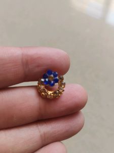 Circular Earrings With Blue And Gloden Stones