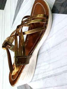 Brown &amp; Gold Strappy Sandals