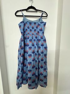 Women Floral Print Blue Sundress