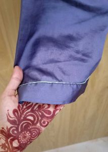 Blue Satin Pajama Pants
