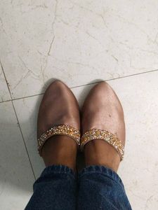 Champagne Embellished Mules