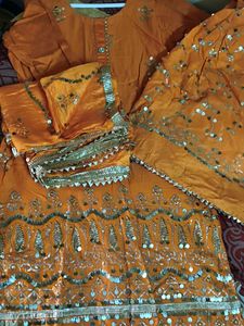 Orange Embroidered Kurta Set