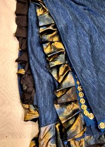 Ruffled Denim Saree