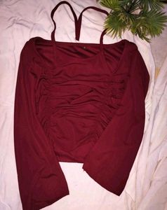 Maroon Trendy Fashion Crop Top