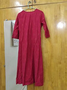 Red Printed Button-Down Dress
