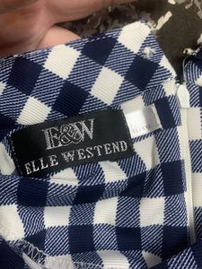 Blue N White Checked A Line Knee Length Dress