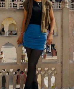 Denim Mini Skirt with Drawstring ( 1 free gift 🎁)