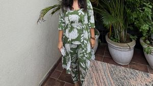 Green Floral Kurta Set