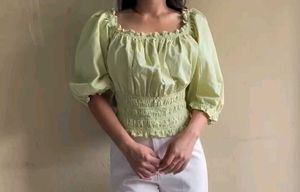 Levi's Cute Green Puff Sleeve Top