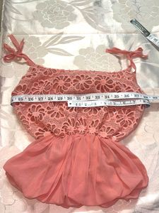 Peach Flower Cutout Peplum Top