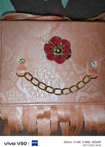 Peach Fringed Crossbody Bag