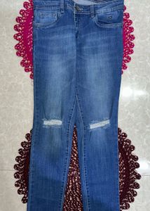 Blue Minimal Knee Ribbed Denim | Size 28-30