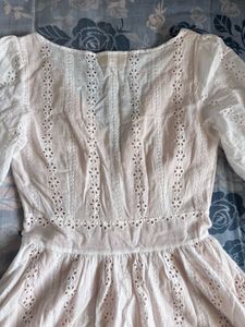 White Eyelet Cotton Mini Dress