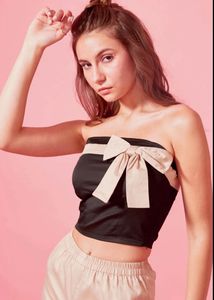 NEWME Black Bow Bandeau Top