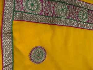 New yellow patches saree
