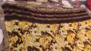 Brown Nd Yellow Soft Fabric Saree