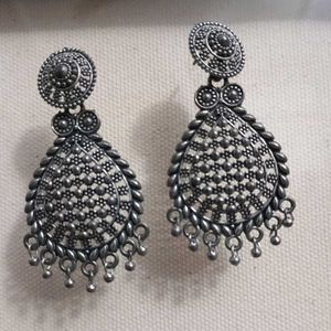 Oxidized Silver Drop Earrings