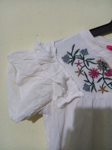 Lucky Charm White Top with Butterfly Sleeves