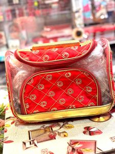 Red &amp; Gold Cosmetic/Travel Bag