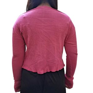 Pink Tie-Front Cardigan