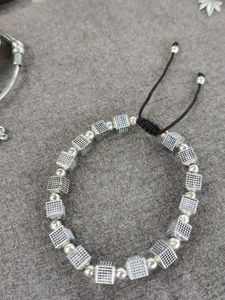 Silver Cube Adjustable Bracelet For Boys/Girls
