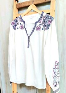 Offwhite Embroidery Work Cotton Top Size-42-XL