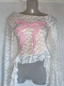 Lace Top with Bow Detail