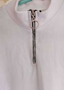 Women&#39;s White High Neck Top