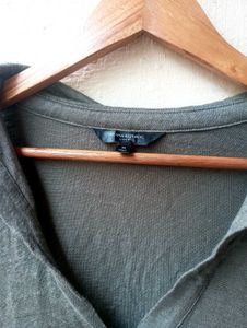 Korean Olive V-Neck Top Oversized (Women)