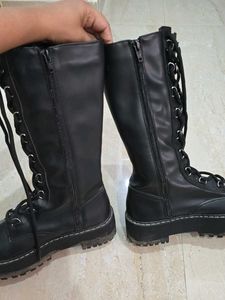 H&amp;M Black Chunky Lace Boots