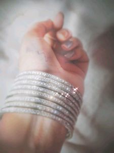 diamond silver bangles