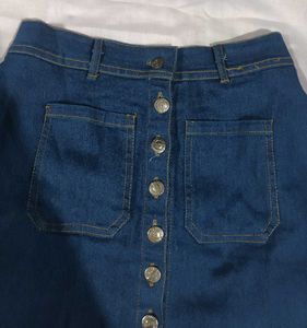 Denim Button-Front Skirt