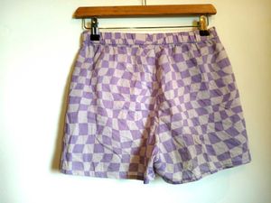 Lilac Checkerboard Print Shorts